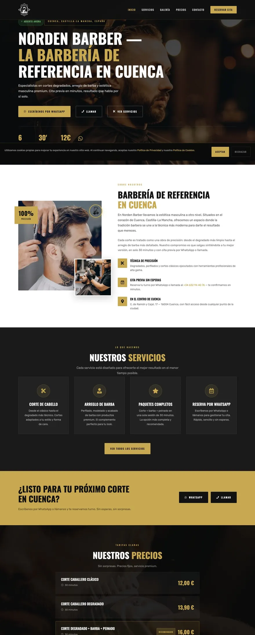 Captura de la web Norden Barber