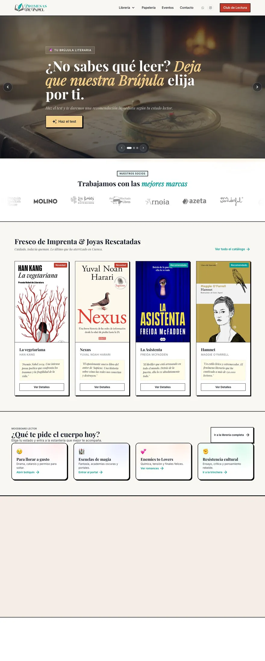 Captura de la web Promesas de Papel